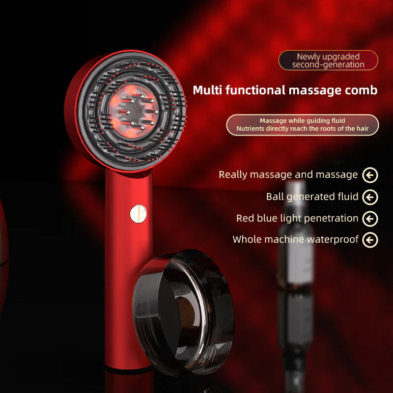 Hårbottenmassageborste med Rött Ljus Terapi | Främjar Hårtillväxt och Lindrar Hårbottenstress för Friskare Hår