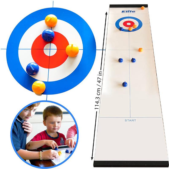 Miniature curling sæt til hjemmet med glidende sten og magnetiske køller