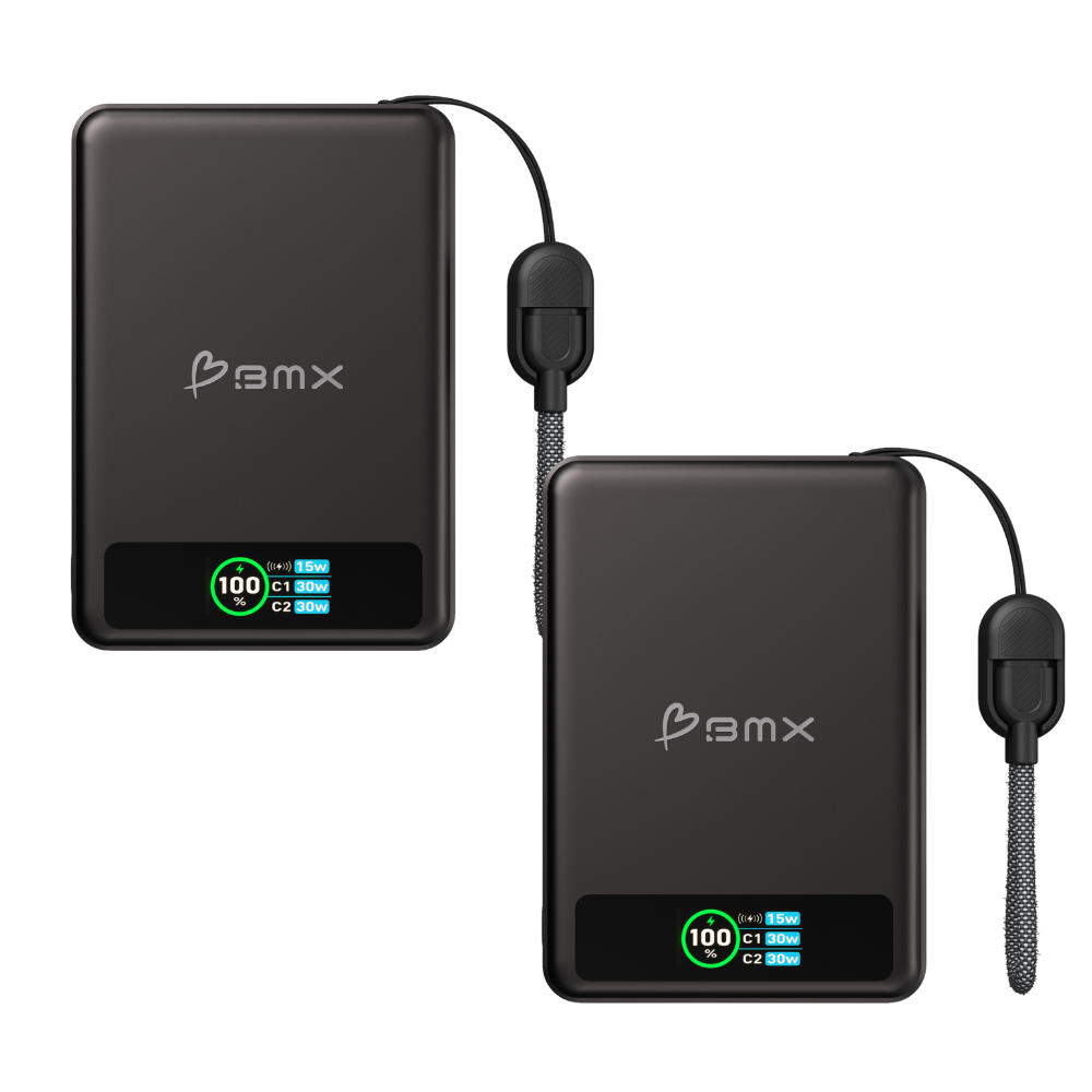 Sæt af 2 Qi2 Powerbanks med 10000 mAh og 30W USB-C Hurtigopladning