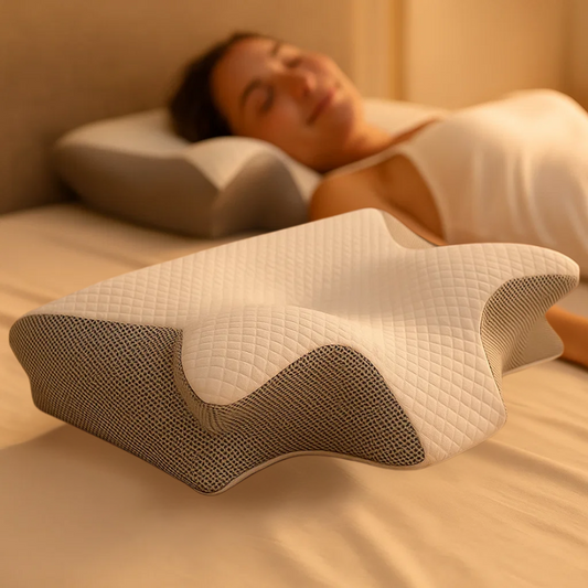 Ergonomisk Pude i Memory Foam | 2-i-1 Design til Nakkesmerter og Komfortabel Søvn