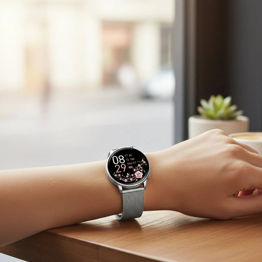 Elegant Smartwatch til Kvinder med Milanese Rem og Touchskærm