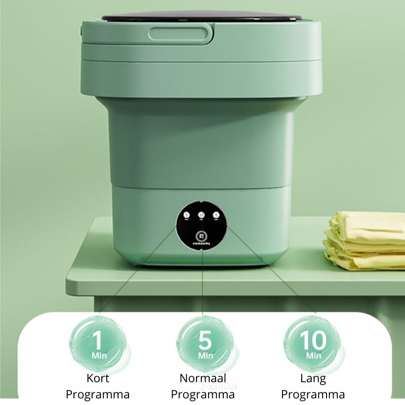 Foldbar Mini-Vaskemaskine med Tørrefunktion – Praktisk Design