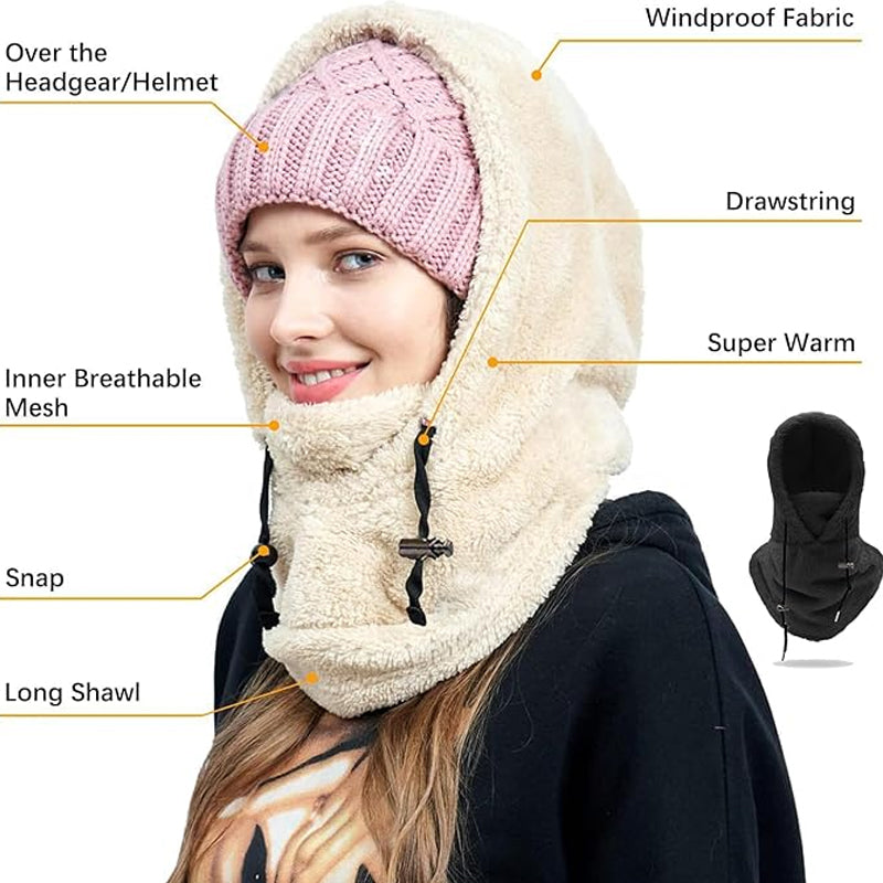 Skidmask med sherpahätta för kallt väder