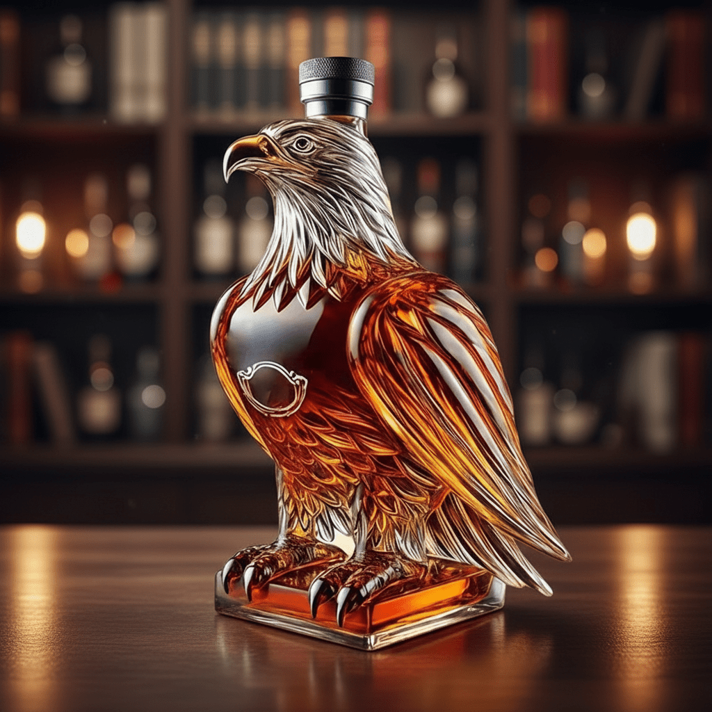Unik whiskykaraff i glas med majestätisk örndesign