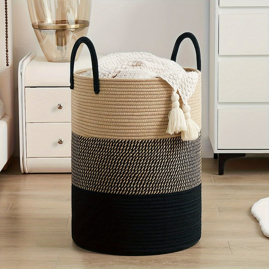 Stor tvättkorg med handtag | Modern lantlig stil