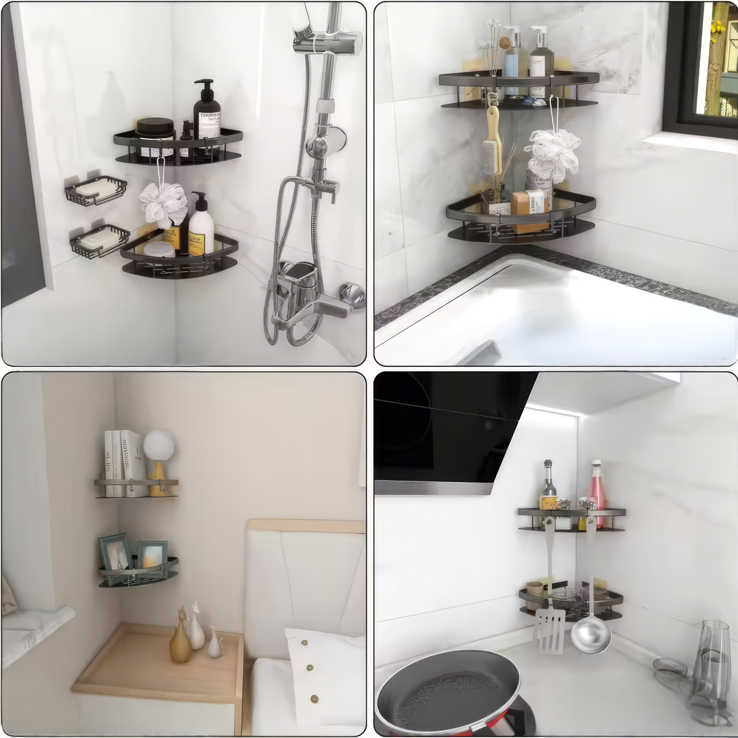 Elegant duschhylla i aluminium – enkel montering utan borrning