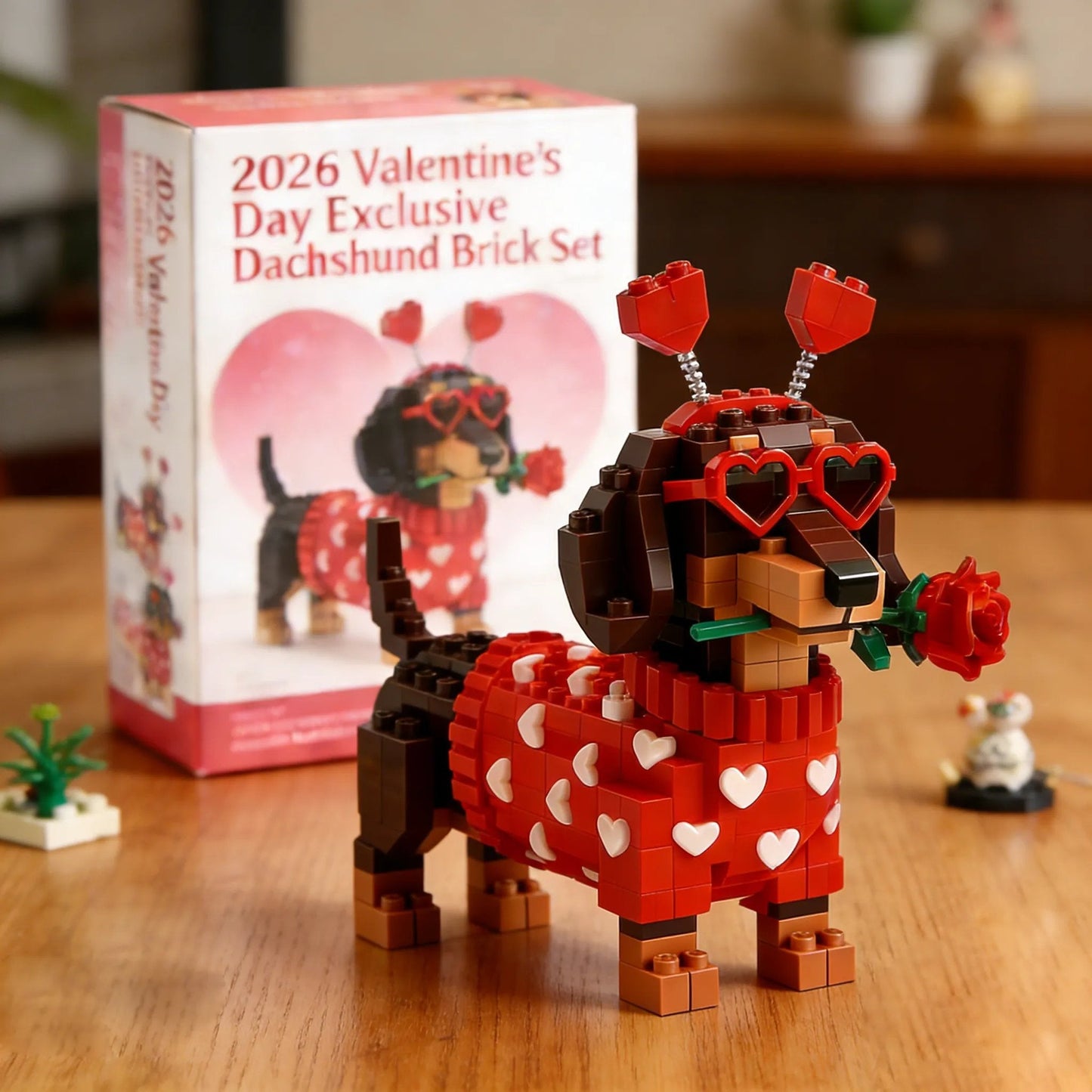 Dachshund konstruktionsset med hjärtdesign för Alla hjärtans dag 2026
