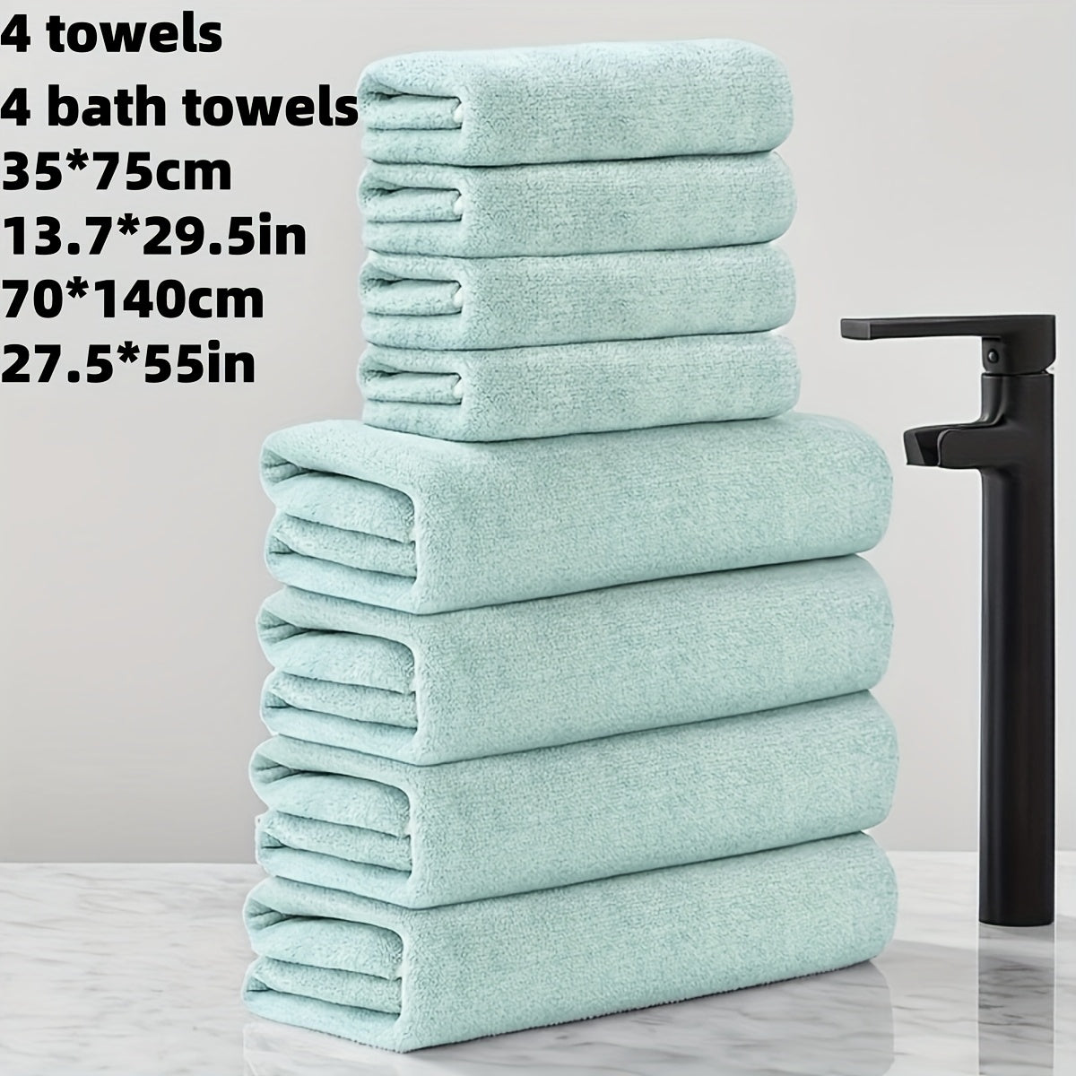 Set med 8 Lyxiga Mikrofiberhanddukar – Snabbtorkande och Absorberande