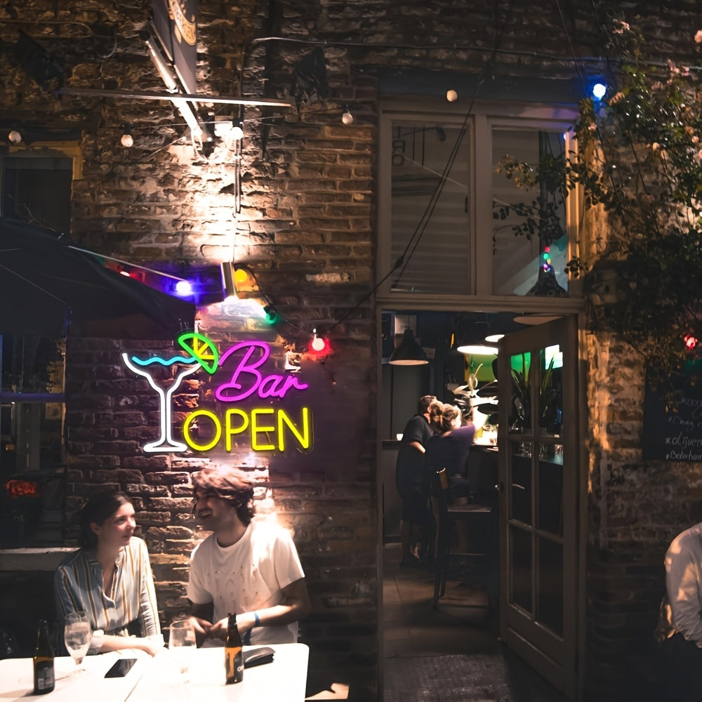 Upplyst Skylt "Öppen Bar" – Stämningsfull Dekoration