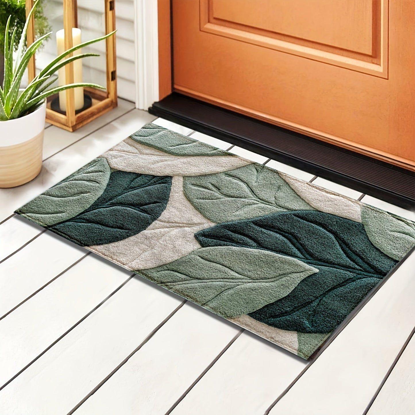 Mjuk och absorberande badrumsmatta med bladdesign