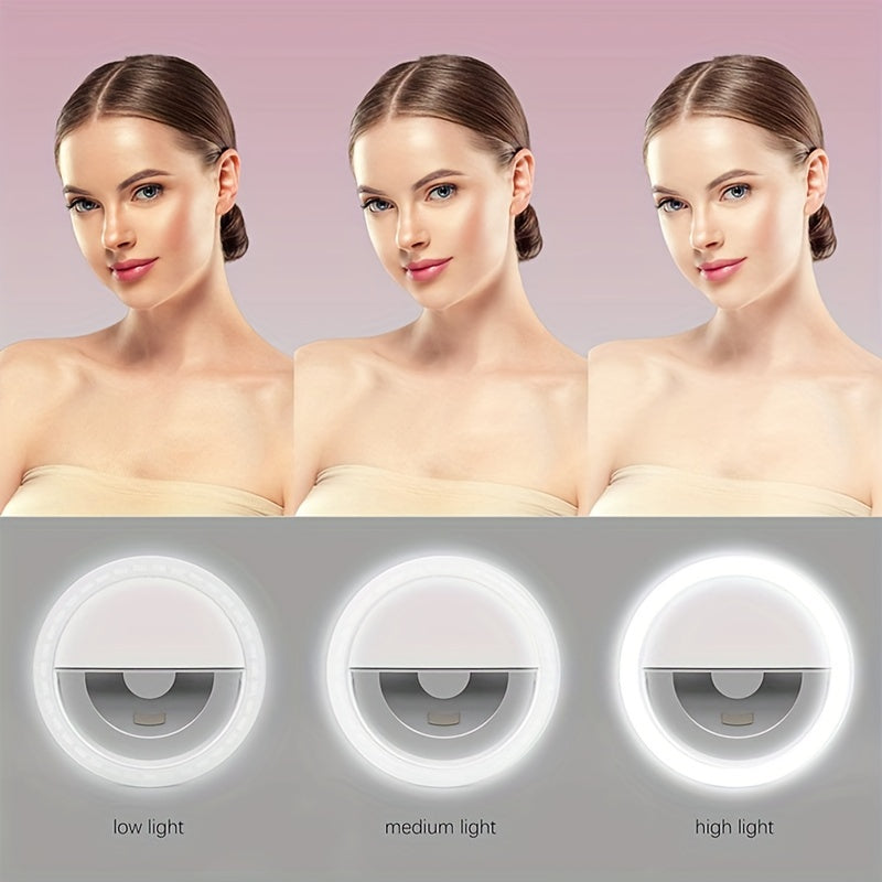 Genopladelig LED Selfie Ringlampe til Makeup og Perfekte Selfies