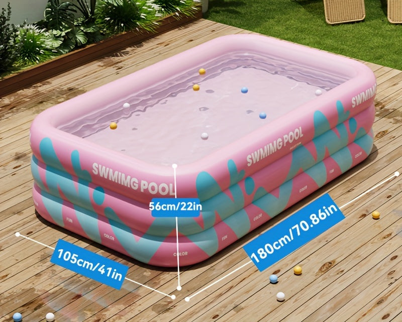 Uppblåsbar trädgårdspool – hållbar PVC för sommarfester och familjeunderhållning
