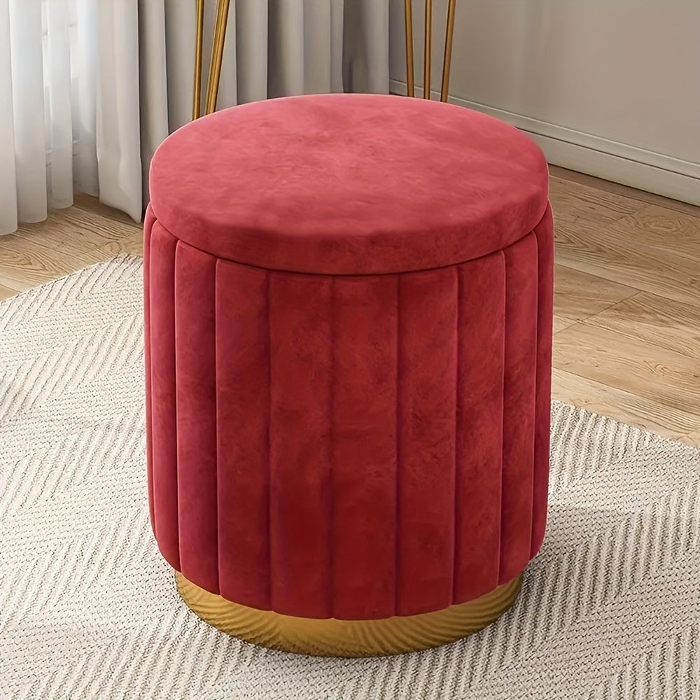 Elegant förvaringspuff med spegelfinish – Rund design