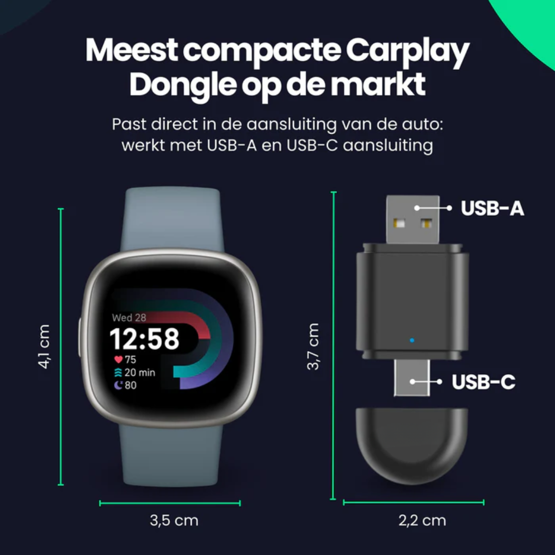 Trådløs 2-i-1 CarPlay Adapter til Bil med USB-forbindelse