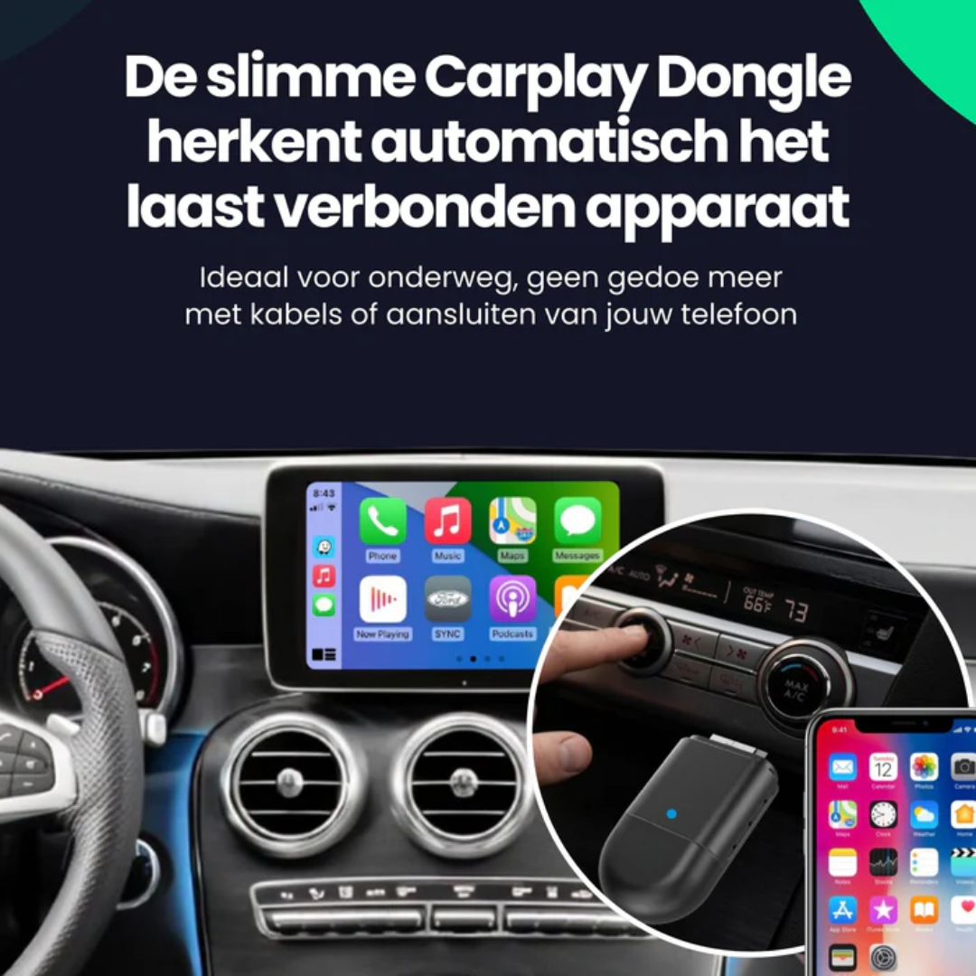 Trådløs 2-i-1 CarPlay Adapter til Bil med USB-forbindelse