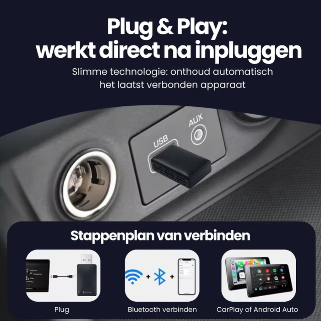 Trådlös Biladapter för CarPlay & Android Auto – Enkel Anslutning