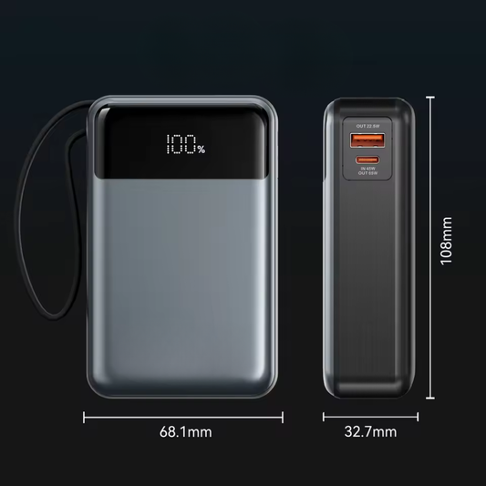 Kraftfuld 20000mAh Powerbank med 65W PD Hurtigopladning