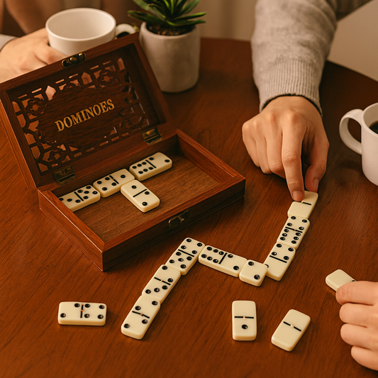 Klassisk Domino Sæt med Elegant Træopbevaring