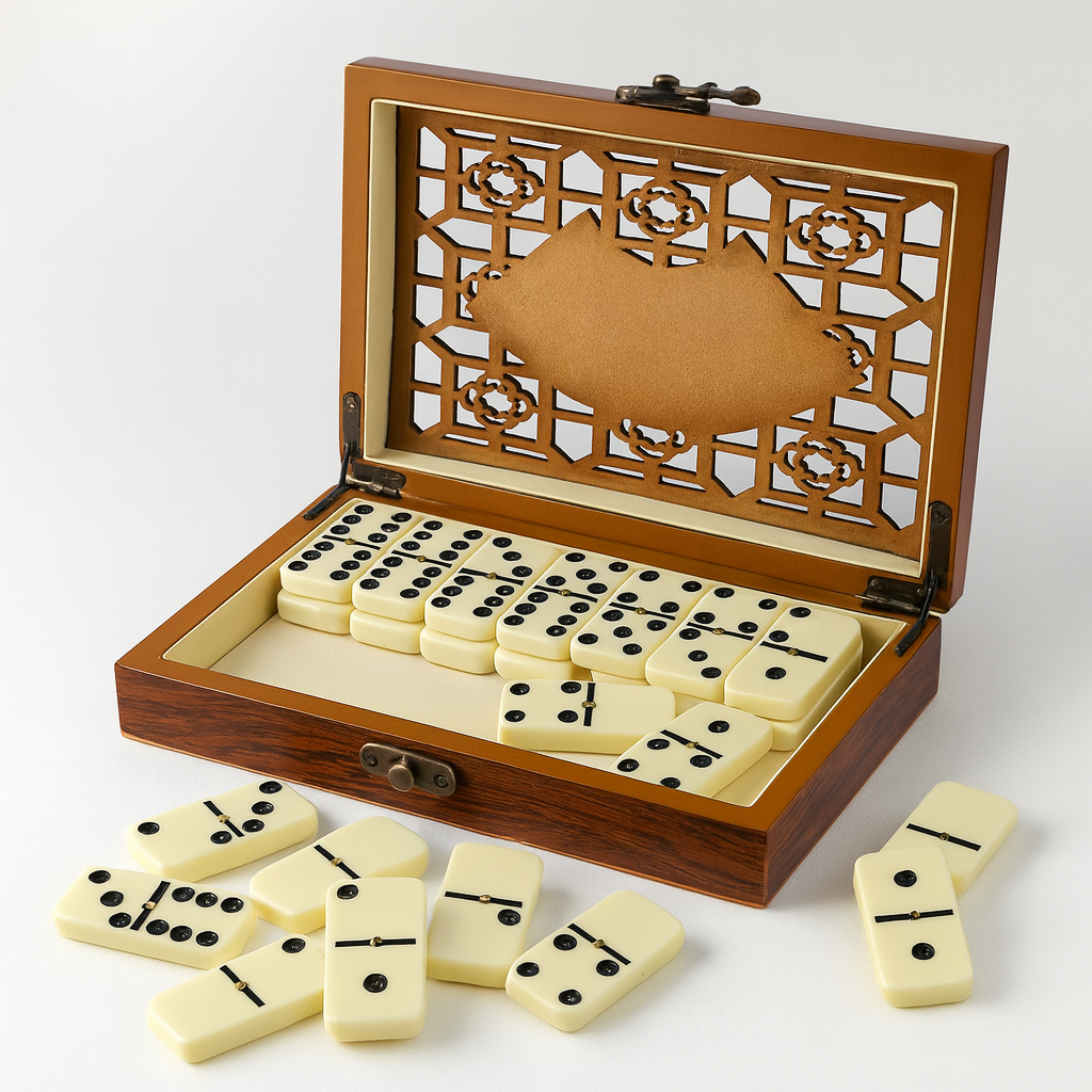 Klassisk Domino Sæt med Elegant Træopbevaring