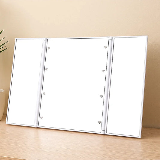 Kompakt Sminkespejl med LED og Trifold for Perfekt Lys