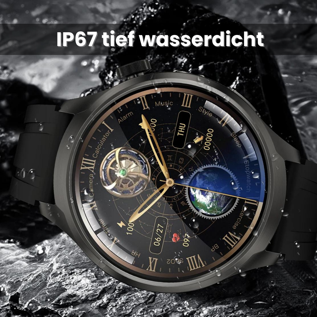 Sundhedssmartwatch med læderrem - VitalSense Pro X (2025)