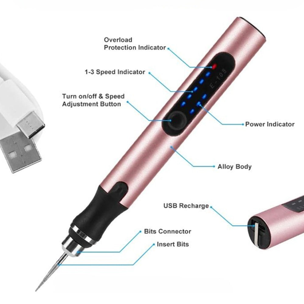 Genopladelig USB Diktatoptager | Stille og Præcis | Metal, Justerbar Hastighed