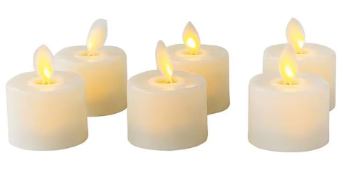 6 stycken flamlösa LED-ljus med fjärrkontroll