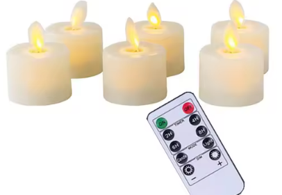 6 stycken flamlösa LED-ljus med fjärrkontroll