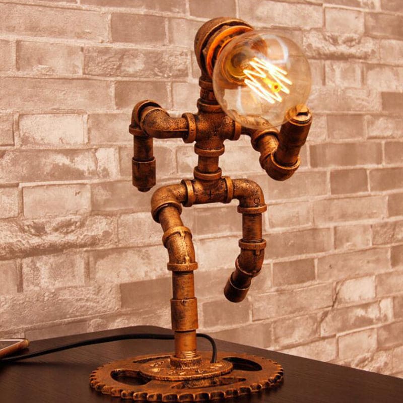 Vintage Bordlampe i Metal - Unikt Design & Hygge Belysning