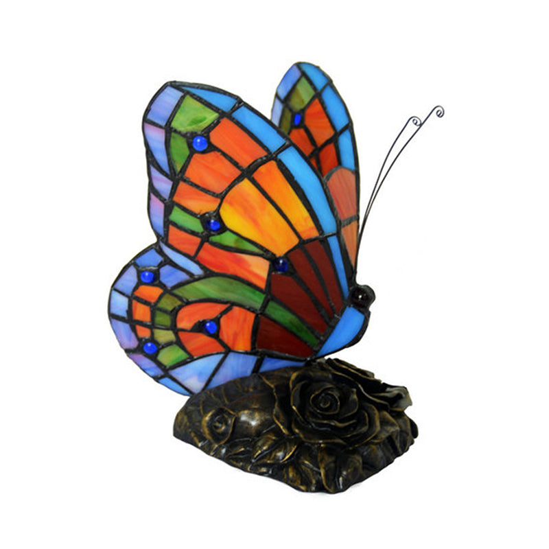 Romantisk Bordlampe med Sommerfugle- og Rosemotiv