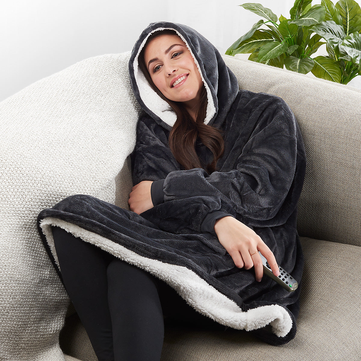 Extra Stor Mysig Hoodie med Ficka och Huva