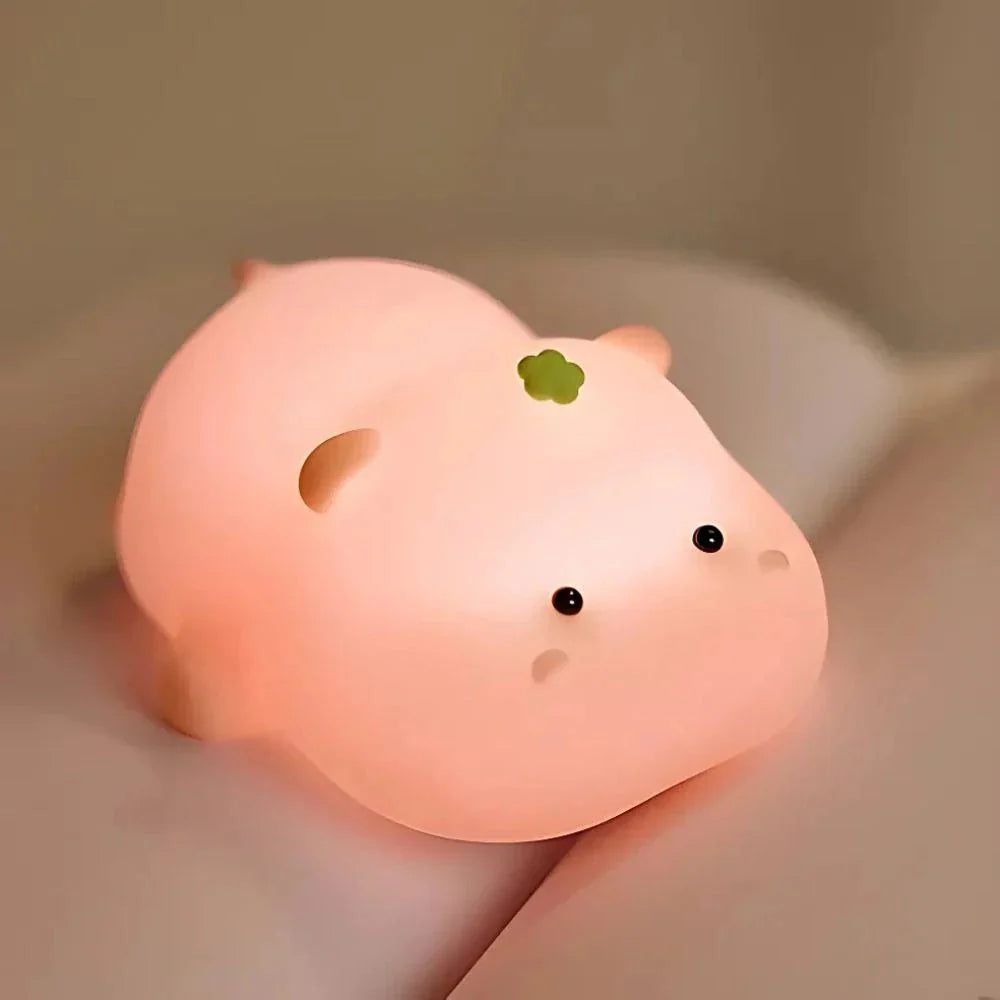 Söt Nattlampa i Silikon med Justerbar LED och Uppladdningsbar