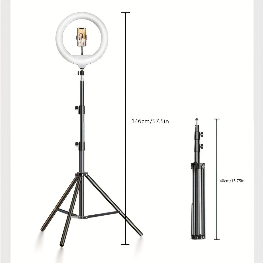 LED Ringlampa med Justerbart Stativ – Perfekt Belysning för Video