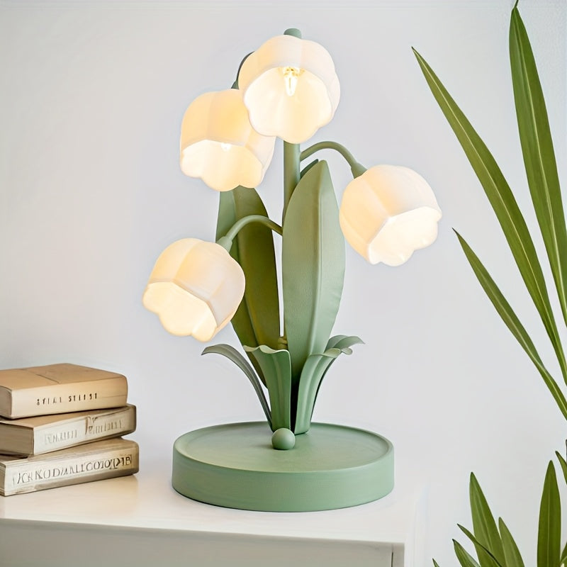 Romantisk blomsterlampa med USB – Mjukt, vitt ljus