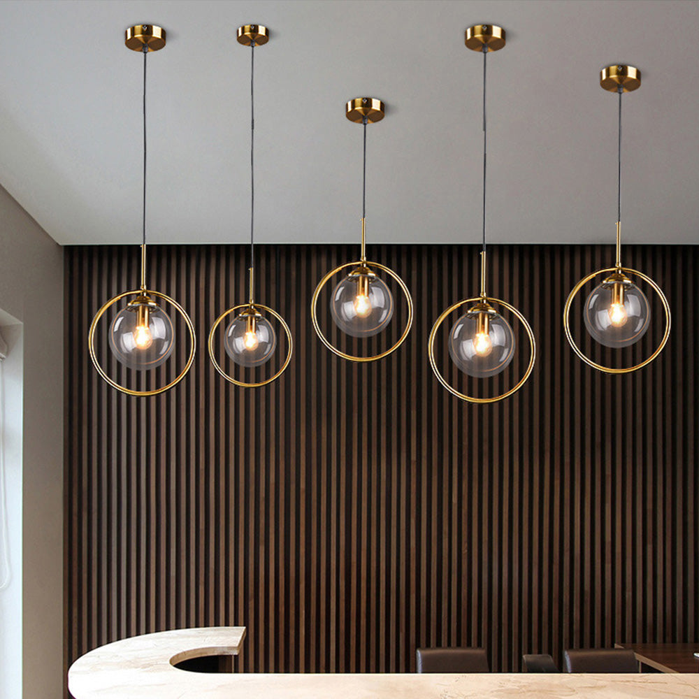 Elegant Glaspendel med Gylden Ramme til Moderne Hjem