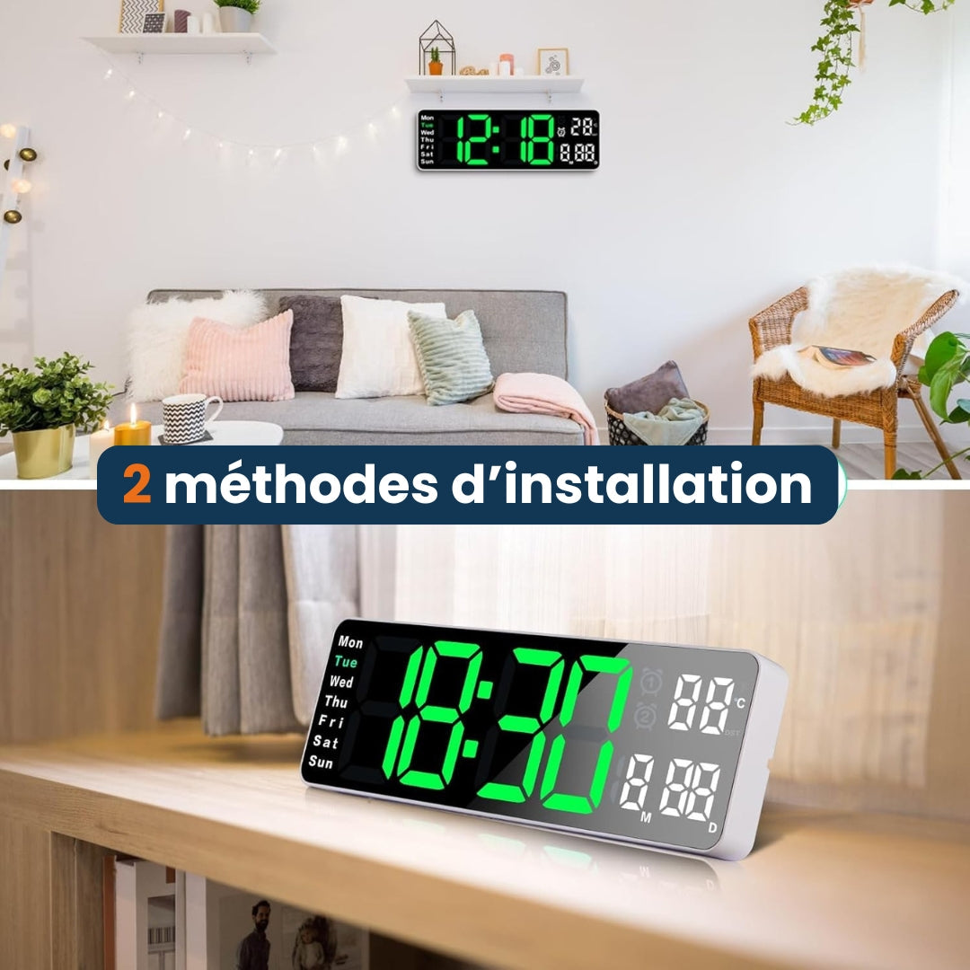 Elegant Digital Väggklocka med LED Display