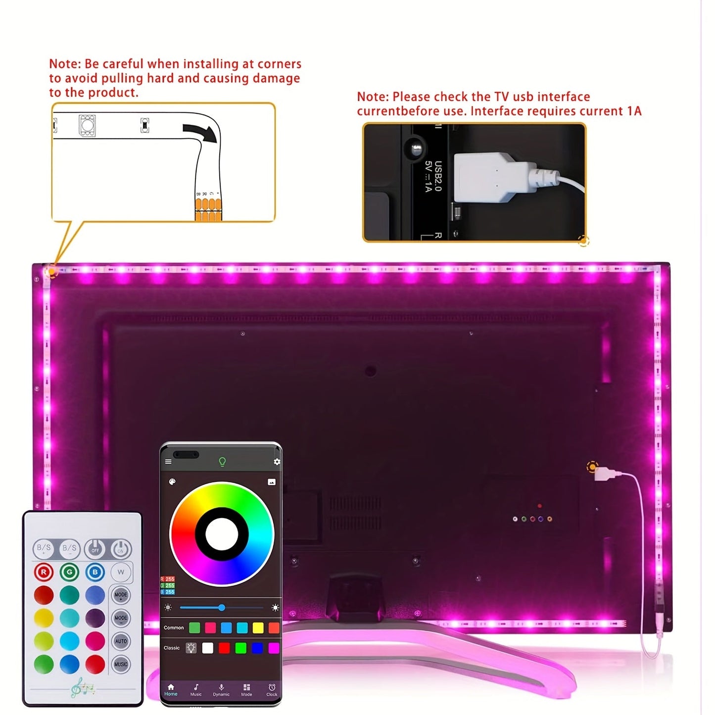 LED TV-bakgrundsbelysning med fjärrkontroll - Förbättrad komfort
