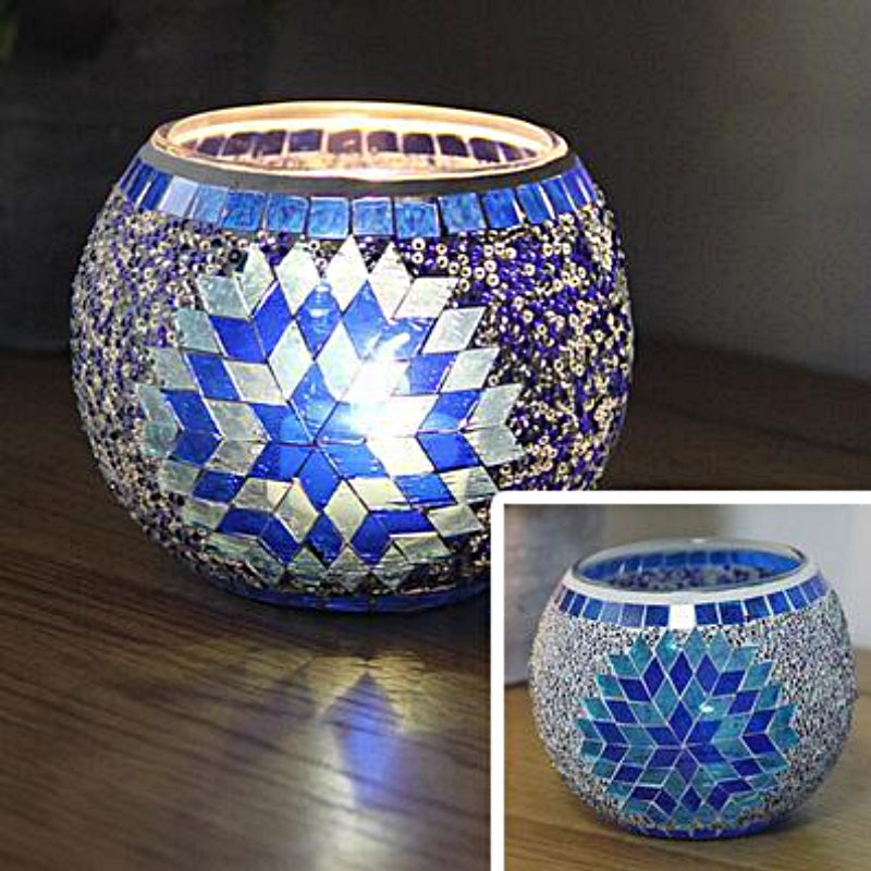 Europæisk Retro Glas Mosaik Lysestage