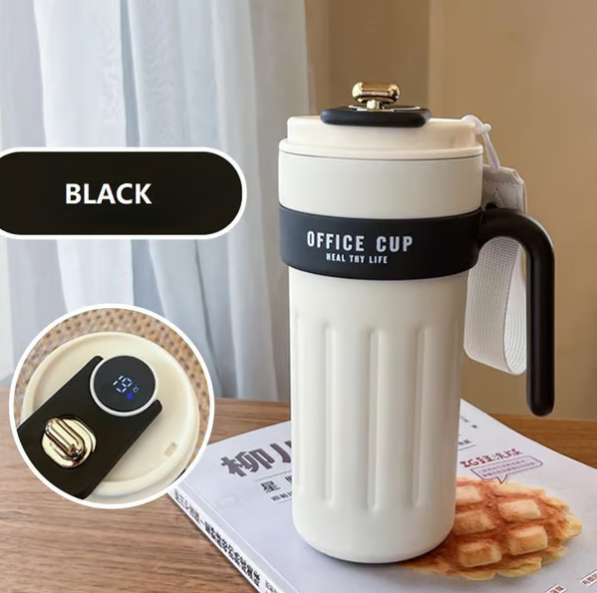 Smart Kaffetermokop med LED-Temperaturdisplay, Lækagesikker