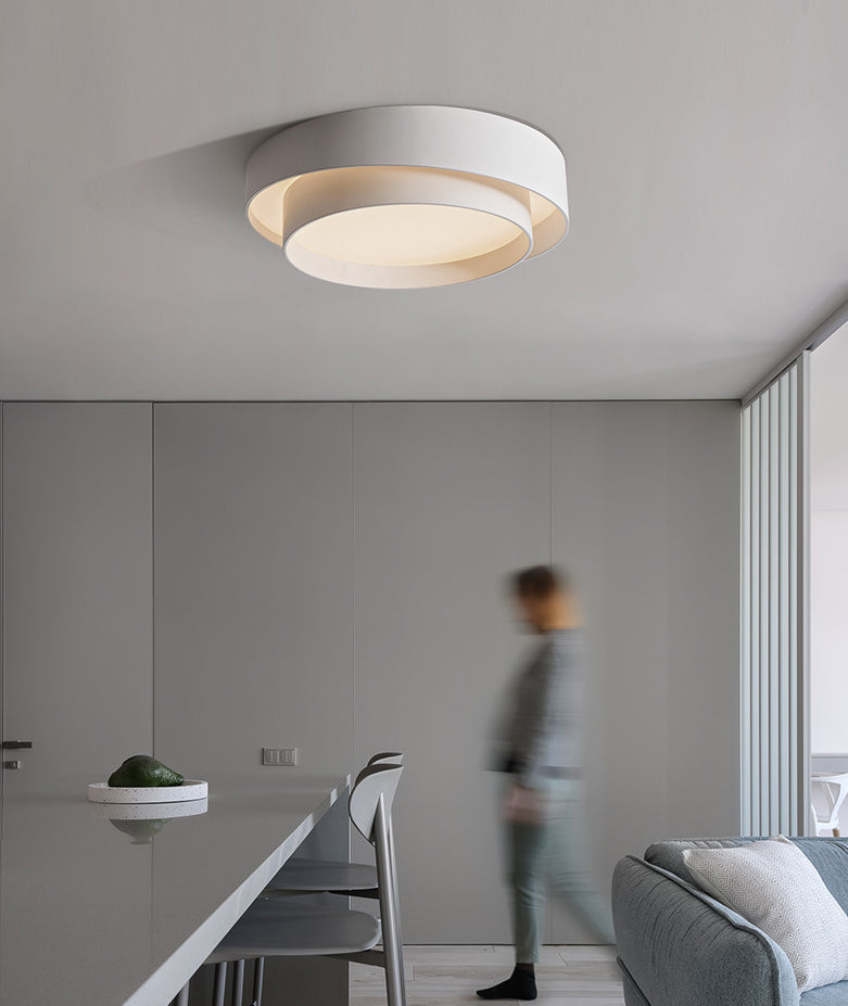 Moderne Loftlampe i Hvidt Metal med Dæmpbar LED