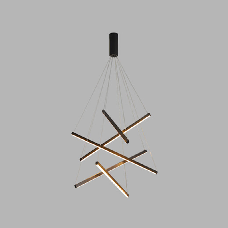 Moderne LED Lysekrone i Sort Metal – Fleksibel Belysning