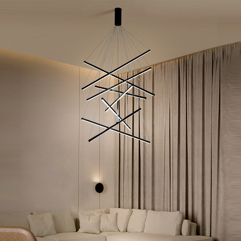 Moderne LED Lysekrone i Sort Metal – Fleksibel Belysning