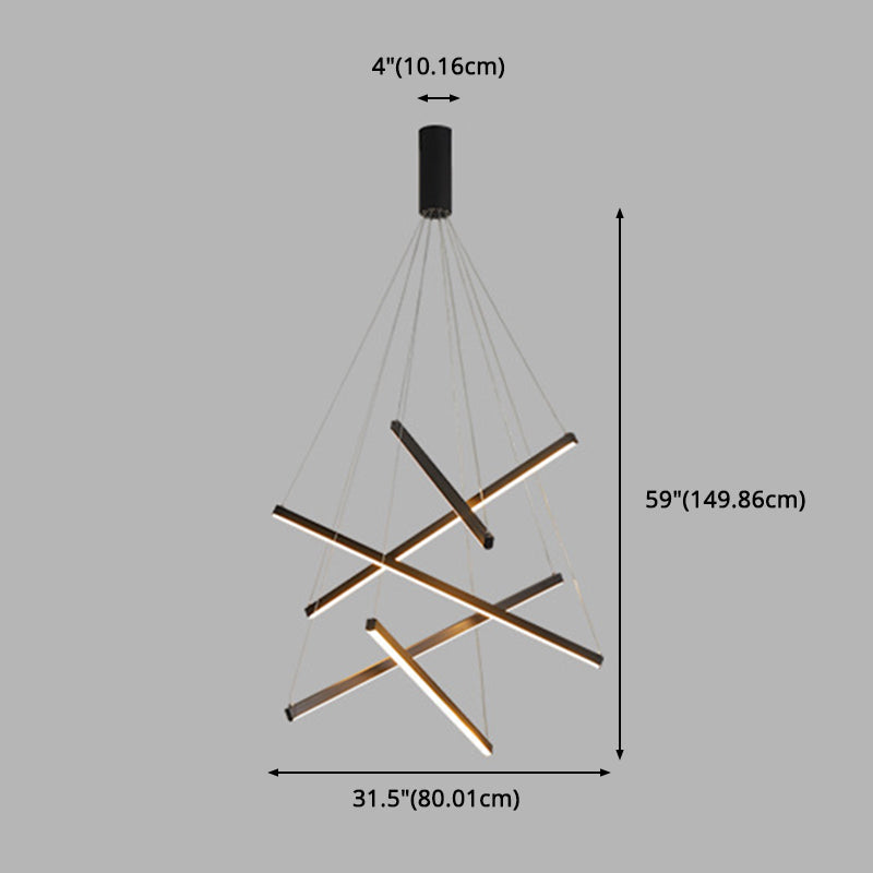 Moderne LED Lysekrone i Sort Metal – Fleksibel Belysning