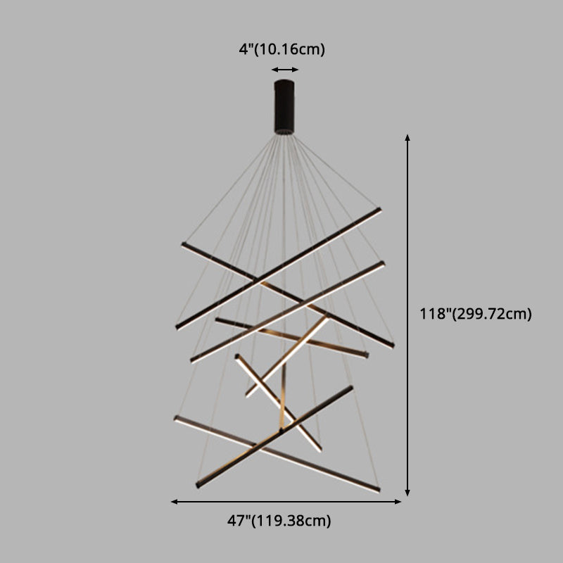 Moderne LED Lysekrone i Sort Metal – Fleksibel Belysning
