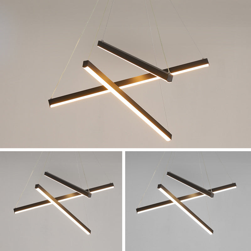 Moderne LED Lysekrone i Sort Metal – Fleksibel Belysning