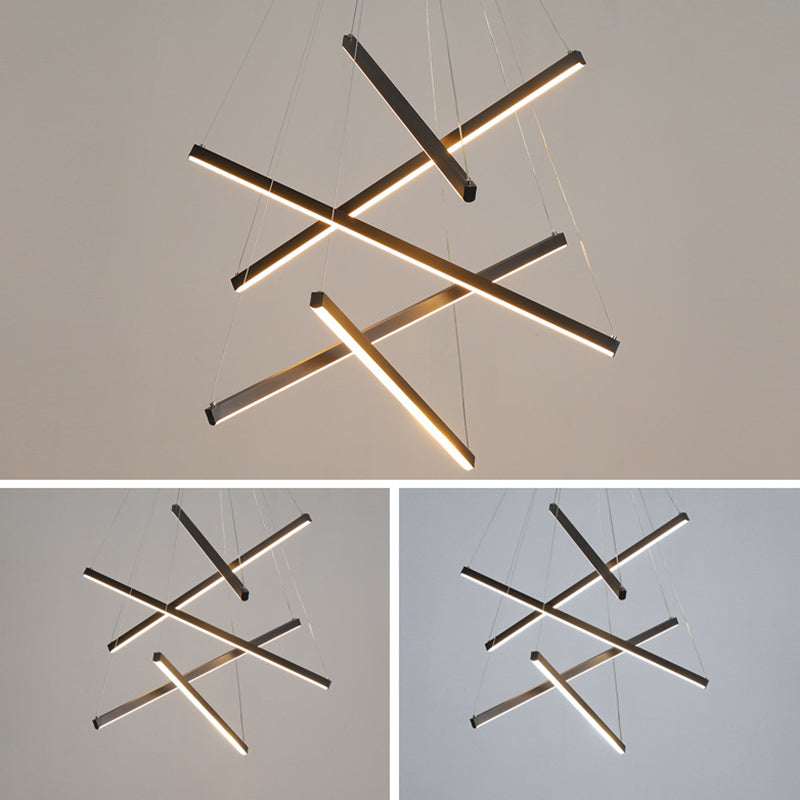 Moderne LED Lysekrone i Sort Metal – Fleksibel Belysning