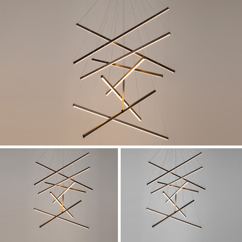 Moderne LED Lysekrone i Sort Metal – Fleksibel Belysning