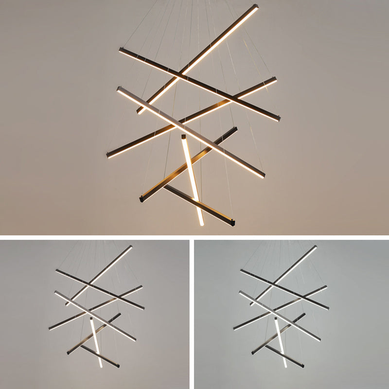 Moderne LED Lysekrone i Sort Metal – Fleksibel Belysning