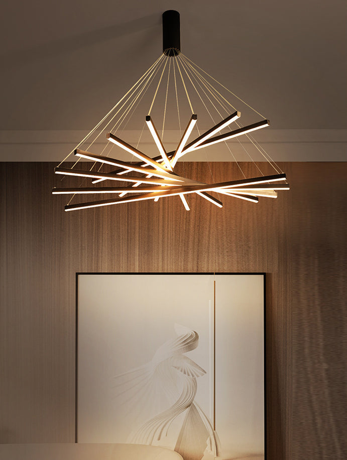 Moderne LED Lysekrone i Sort Metal – Fleksibel Belysning