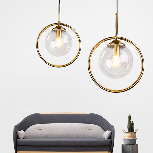 Elegant glaspendel med gyllene ram för det moderna hemmet